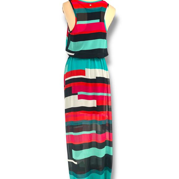 GUESS Colorful Geometric Maxi Dress and Belt M NightOut Retro Event SummerParty - Picture 4 of 9